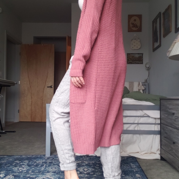 Long Mauve Pink Knit Cardigan Love by Chesley - Picture 5 of 8